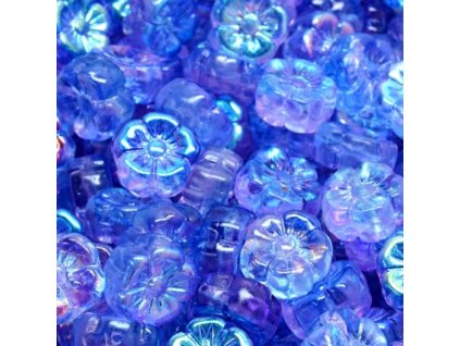 sklenene koralky kyticka modrofialova 10x10mm