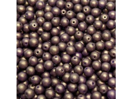 Skleněné korálky - bronzová, matná