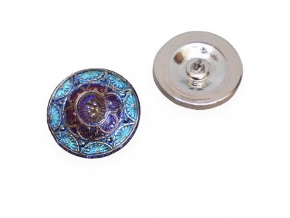 Skleněný knoflík s motivem vážky, metalická bronzová
