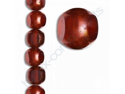 Ručně broušené ploškované korálky - navlečené - topaz/měděný pokov