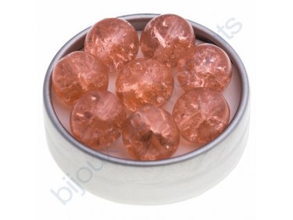 Skleněné práskané korálky - růžové, cca 12mm