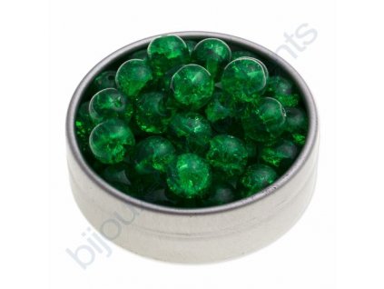 Skleněné práskané korálky - zelené, cca 8mm