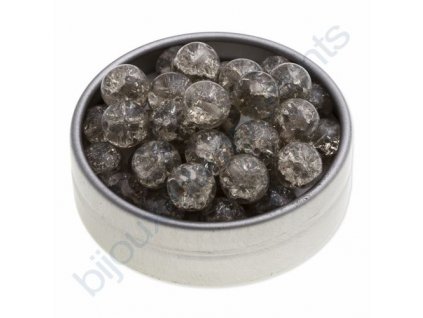 Skleněné práskané korálky - black diamond, cca 8mm