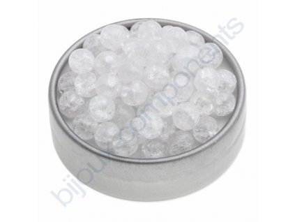 Skleněné práskané korálky - krystal, cca 6mm