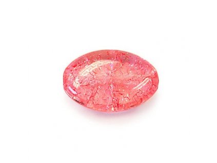 Skleněné práskané korálky - růžové, cca 12x9mm