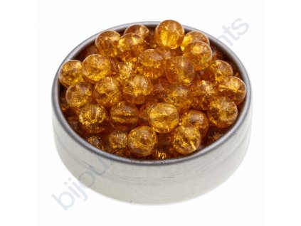Skleněné práskané korálky - sv.topaz, cca 6mm