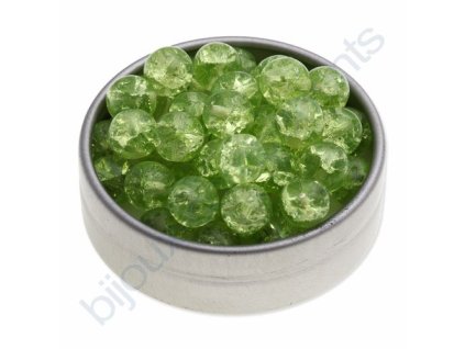 Skleněné práskané korálky - peridot, cca 8mm
