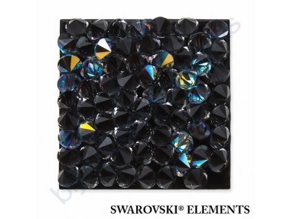 SWAROVSKI ELEMENTS - Crystal rocks, černý, crystal AB, 20x20mm