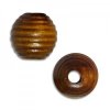 Dřevěné perle - žebrovaná kulička, cca 13mm