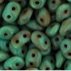 Matubo Superduo, turqoise picasso, 2,5x5 mm, průtah 0,8 mm, 5 g