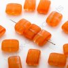 Skleněné mačkané korálky - oranžové, žíhané, cca 11,2x5,6mm