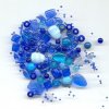 skleněné korálky - ramš, mix velikostí (mix modrých korálků)