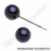 SWAROVSKI ELEMENTS skleněné voskavané perle kulaté 5818, dark purple pearl, 6mm