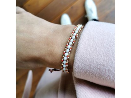 BOHATĚ zdobený náramek z broušených korálků a Miyuki ELEGA