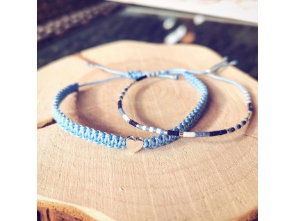 Set MIYUKI & MACRAMÉ náramky PASTELOVÁ MODRÁ