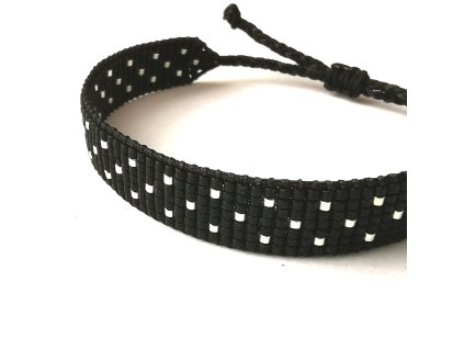 Tkaný náramek BLACK DOTS