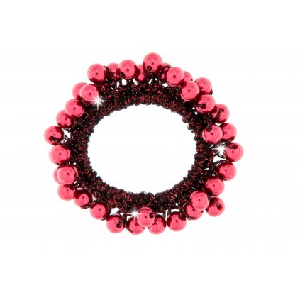 Vlasová gumička s perličkami - červené barvy 8000760-1
