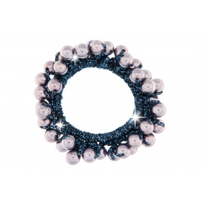 Vlasová gumička s perličkami - modré barvy 8000760-2
