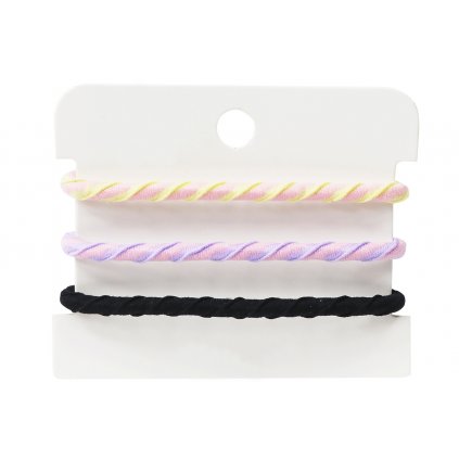 Vlasová gumička tenká, barevná kombinace - fialové, růžové a černé barvy 3 ks 8000745-1