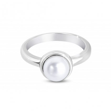 Dámský masivní prsten z chirurgické oceli, bílá perla 4000279Bez nazvu21 2 kopie
