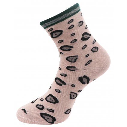 Dámské ponožky s leopardím potiskem NPC3625 - růžové barvy 9001478-1