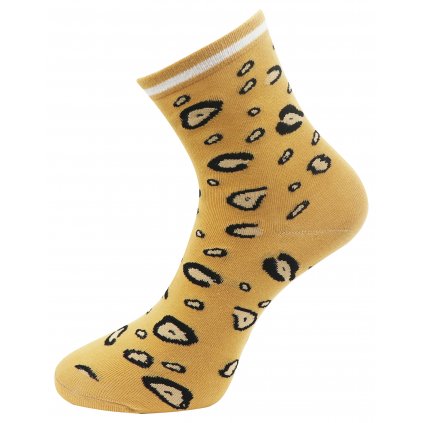 Dámské ponožky s leopardím potiskem NPC3625 - žluté barvy 9001478-2
