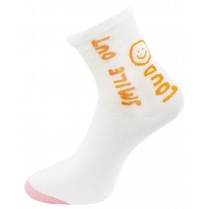 Dámské ponožky s nápisem SMILE OUT LOUD NZP7231 - bílé barvy 9001481-4