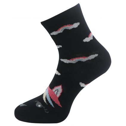Dámské ponožky s potiskem jednorožce NP3709 - černé barvy 9001477