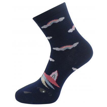 Dámské ponožky s potiskem jednorožce NP3709- tmavě modré barvy 9001477-1