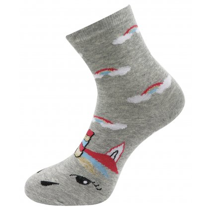 Dámské ponožky s potiskem jednorožce NP3709- šedé barvy 9001477-3