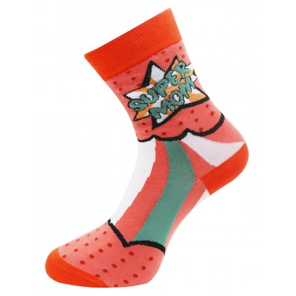 Dámské ponožky s nápisem SUPER MÁMA DHHZ-106 - oranžové barvy 9001483-1