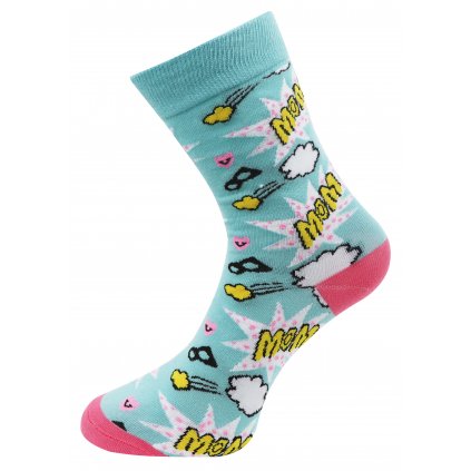 Dámské ponožky s nápisem MÁMA DHHZ-106 - tyrkysové barvy 9001483-2
