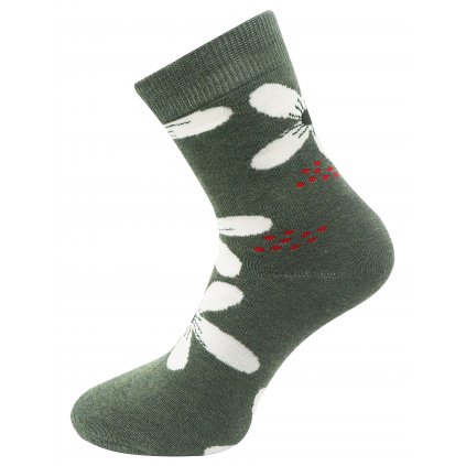 Dámské froté ponožky s potiskem květin NV8868 - zelené barvy 9001486-1