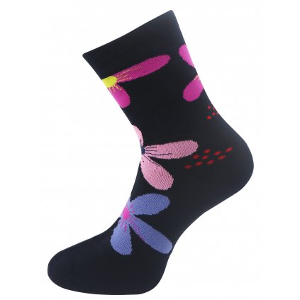 Dámské froté ponožky s potiskem květin NV8868 - tmavě modré barvy 9001486-4