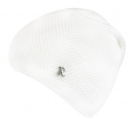 Dámská pletená čepice Reverse s písmenem R, bílá 7100372-5