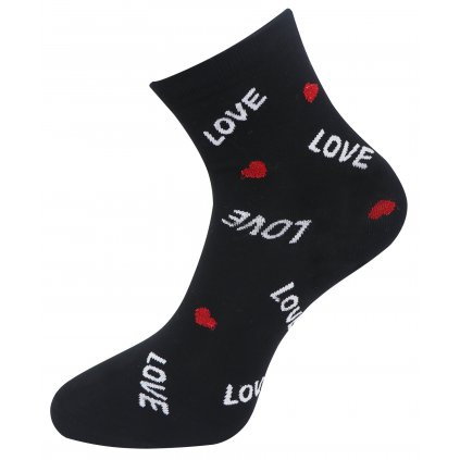 Dámské ponožky s nápisy LOVE NZP9096 s lesklou nití- černé barvy 9001489