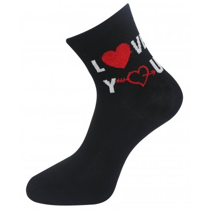 Dámské ponožky s nápisem LOVE YOU NZP9096 a lesklou nití- černé barvy 9001489-1