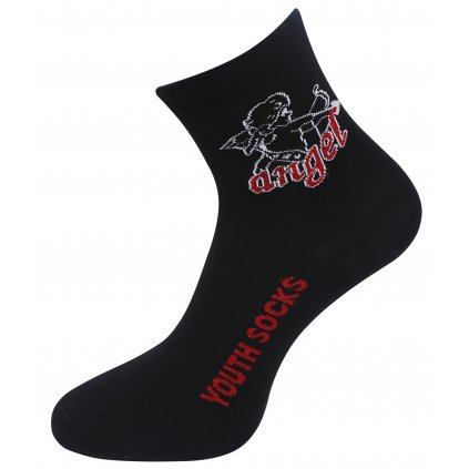 Dámské ponožky s potiskem anděla NZP9096 a lesklou nití- černé barvy 9001489-2