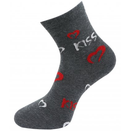 Dámské ponožky s nápisem KISS NZP9096 a lesklou nití- tmavě šedé barvy 9001489-5