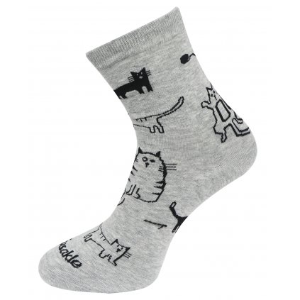 Dámské ponožky s potiskem koček NZP8757- šedé barvy 9001488