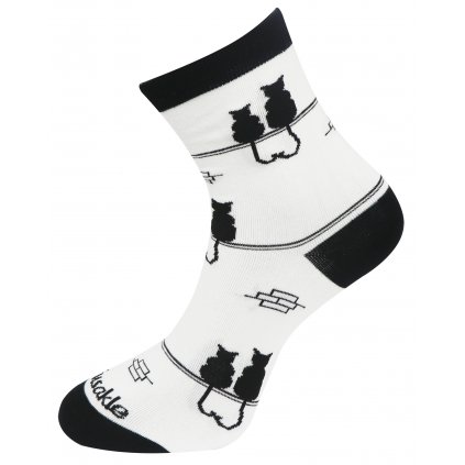 Dámské ponožky s potiskem koček NZP8757- bílé barvy 9001488-1