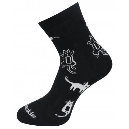 Dámské ponožky s potiskem koček NZP8757- černé barvy 9001488-2