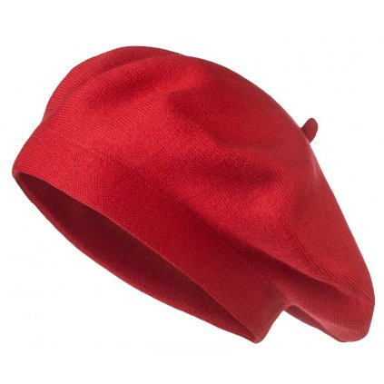 Dámský pletený baret BASIC, červené barvy 7100380