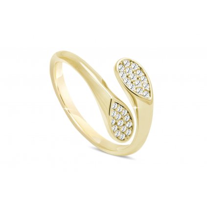 opr10Pozlacený dámský prsten 14k zlatem, nastavitelný, kapky vyskládané zirkony 4000295