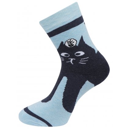 Dámské froté ponožky s potiskem kočky NV8860, modré barvy 9001500