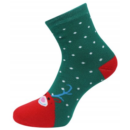 Vánoční dámské termo ponožky WH-20015, hlava soba - zelené barvy 9001501-3