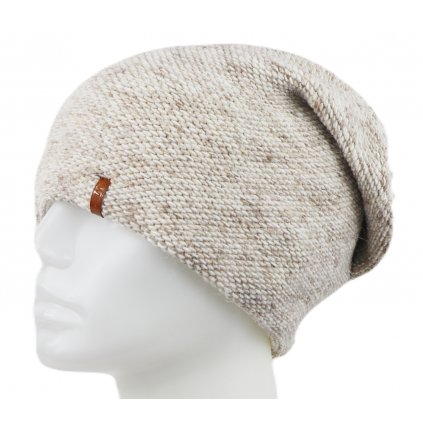 Dámská pletená zimní čepice WROBI - melír béžové barvy 7100391-1
