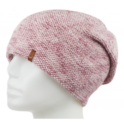 Dámská pletená zimní čepice WROBI - melír světle růžové barvy 7100391-3
