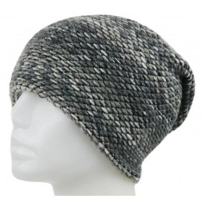 Dámská pletená zimní čepice WROBI, melír šedo-bílé barvy 7100388-2