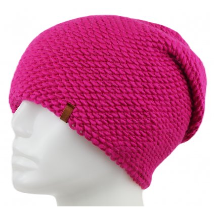 Dámská pletená zimní čepice WROBI - neonově růžová 7100390-6